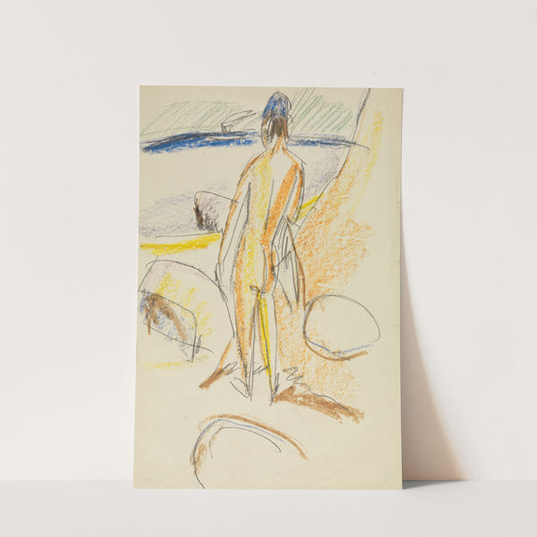 Stehender Rückenakt ‘An den Steinen’ (Fehmarn) (1913) by Ernst Ludwig Kirchner