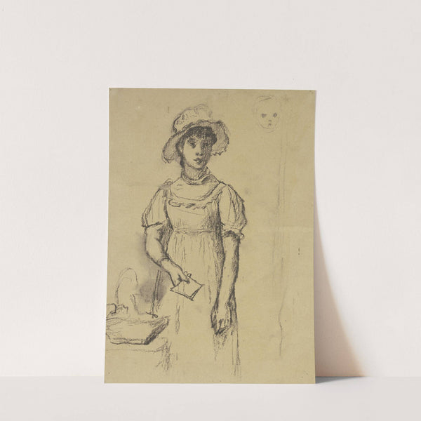 Stehendes Mädchen mit Brief by Otto Scholderer