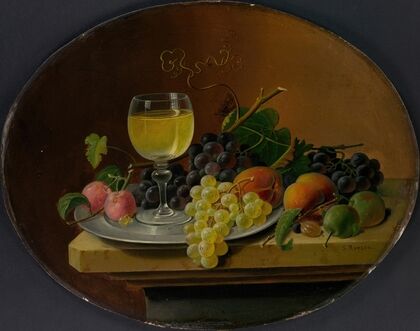 Still Life Fruit and Wine Glass (1865–70)