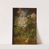 Still Life Of Flowers, Bird And Grasshopper On A Ledge by German School