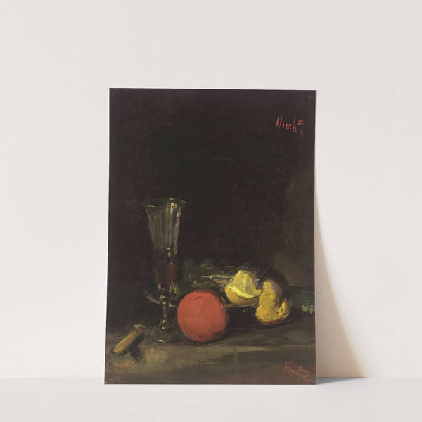 Still Life Of Fruit And A Wine Glass by George Leslie Hunter