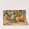 Still Life of Fruit - Apples, Pears, and Grapes on Ground by John William Hill