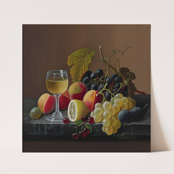 Still Life Of Fruit With Lemon by Severin Roesen