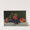 Still Life Of Peaches, Grapes, And Nuts On A Table by Emilie Preyer