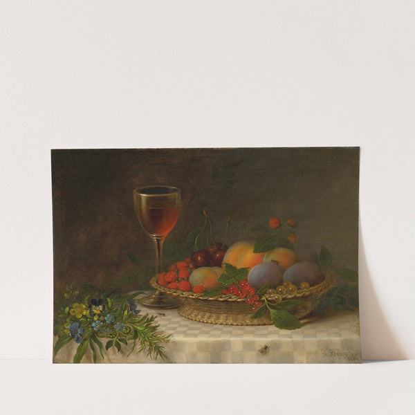Still Life With A Basket Of Fruit, A Glass Of Sherry And A Bouquet Of Flowers (1863) by John Beigel