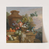 Still Life With A Basket Of Fruit, A Parrot And An Urn On A Carved Stone Ledge by Follower of Jakob Bogdány