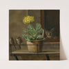 Still life with a primrose in a flowerpot, a cat and two sparrows (1823) by Martinus Rørbye