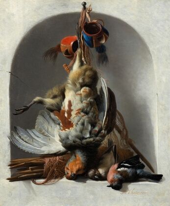 Still Life with Birds and Hunting Gear in a Niche