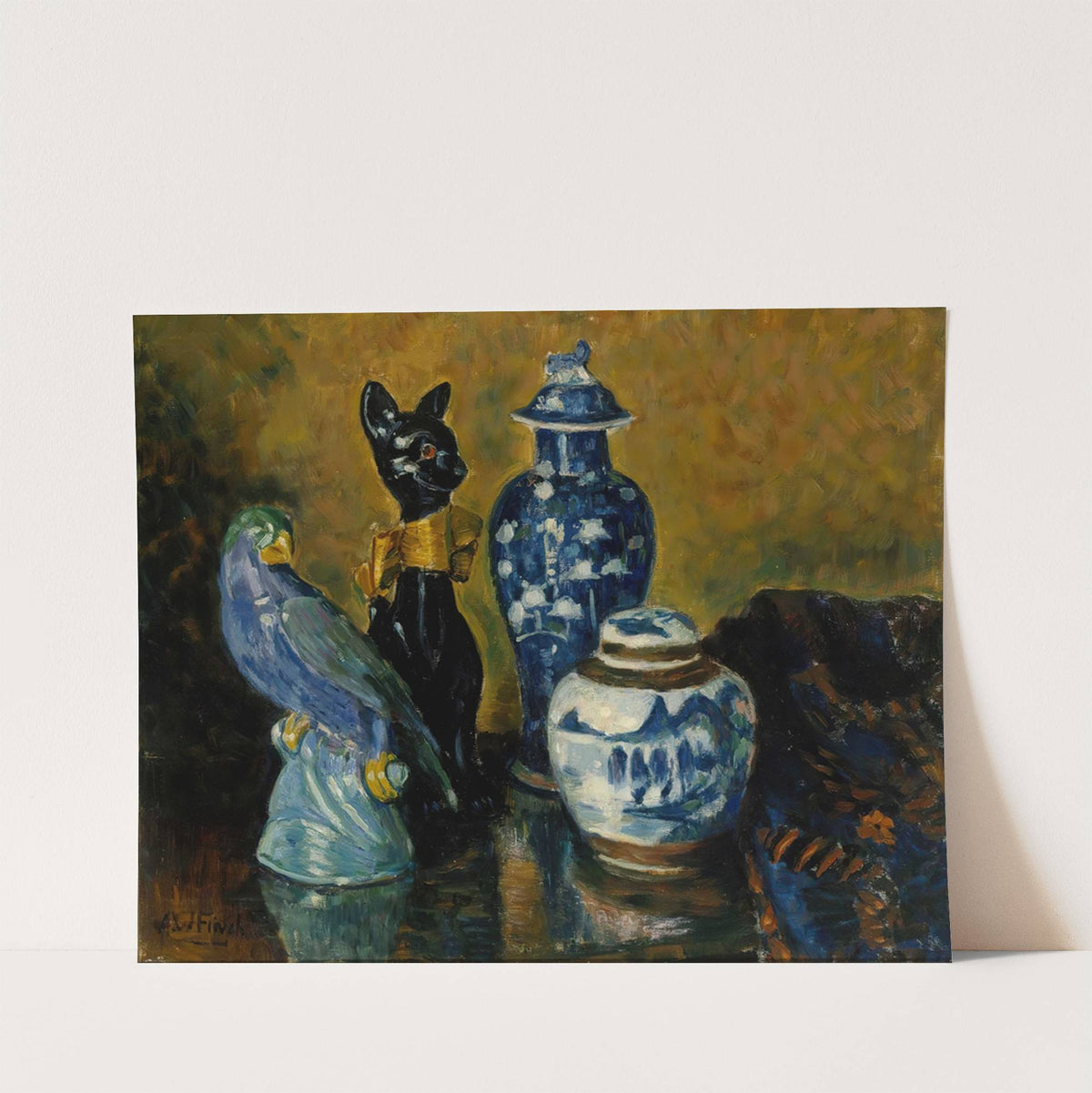 Still Life with Blue Figurines by Alfred William Finch