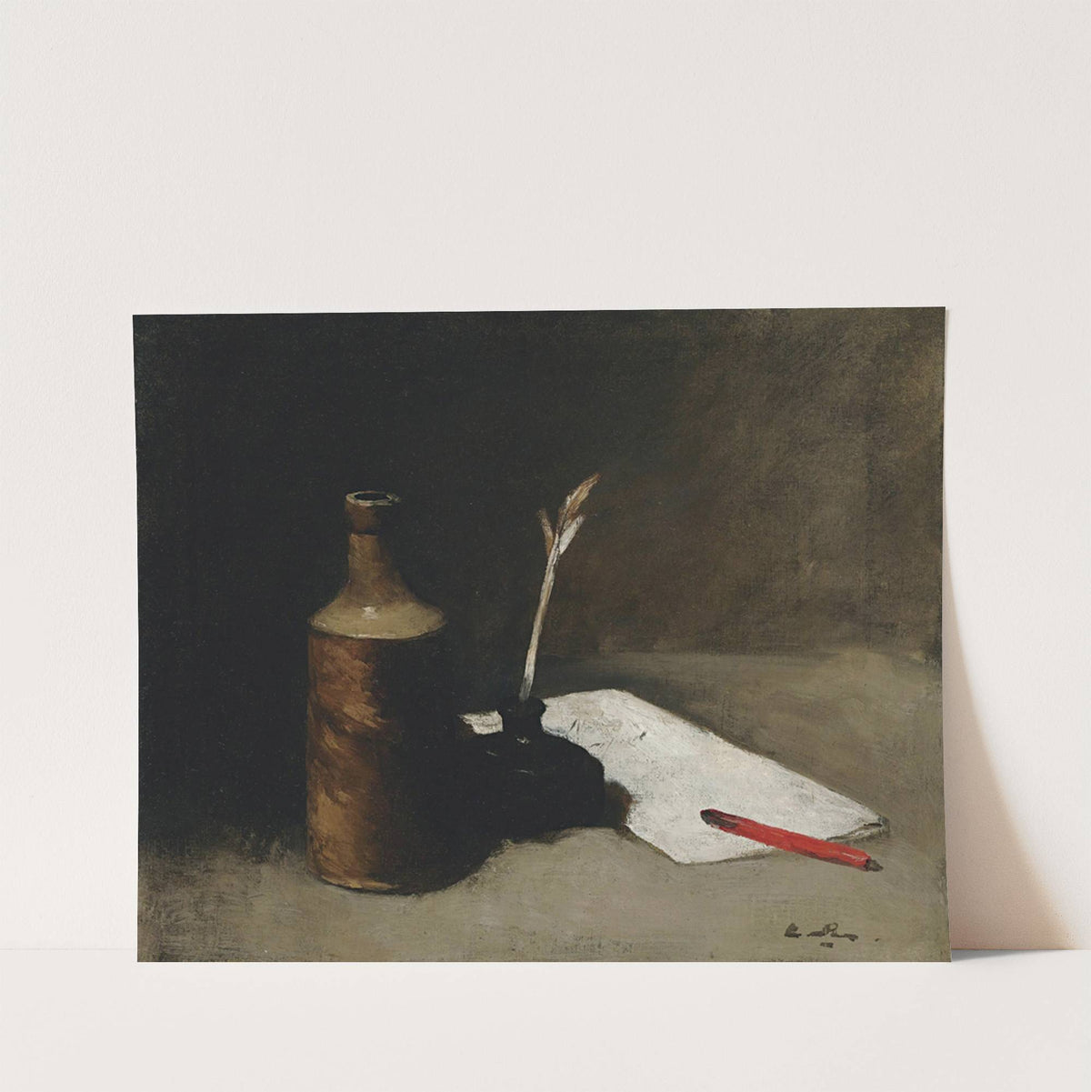 Still Life With Bottle, Inkpot And Letter by Germain-Théodore Ribot