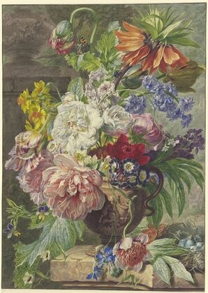 Still Life with Bouquet of Flowers and Bird’s Nest