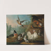 Still Life With Cockerels, Ducks, A Kingfisher And A Pigeon In A River Landscape by Marmaduke Cradock