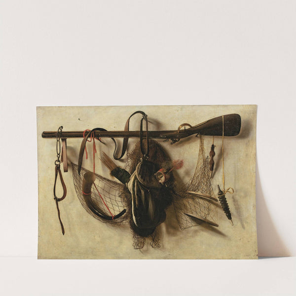 Still life with falconry instruments by Christoffel Pierson