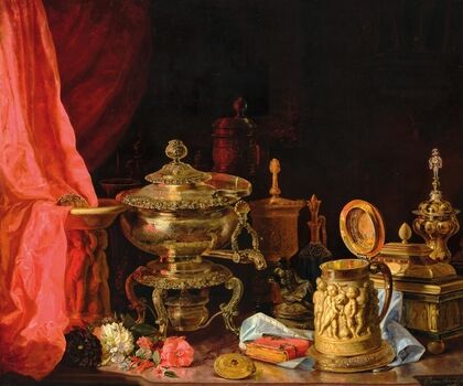 Still Life with Flowers, a Tankard with Figural Decor and Samovar (1843)
