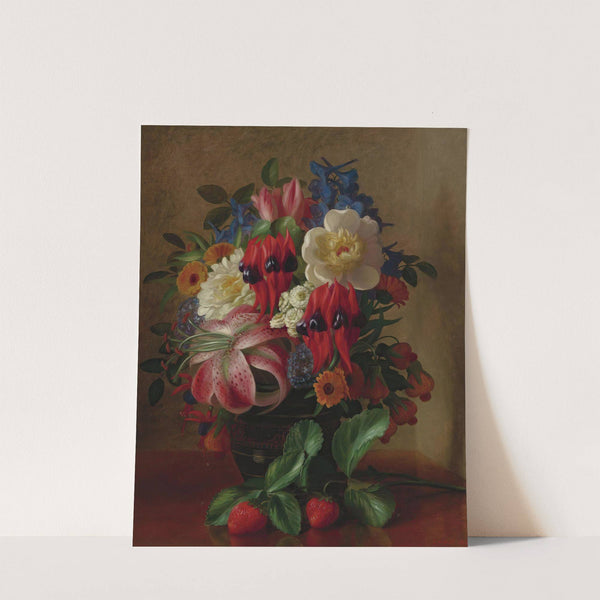 Still Life With Flowers And Strawberries by George Henry Hall