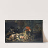 Still Life With Game And Fruits, Parrot, Rabbit And Cat by David de Coninck