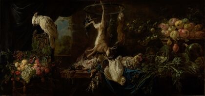 Still Life with Game, Vegetables, Fruit, and a Cockatoo