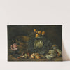 Still Life With Onions, Figs, Cucumbers, A Cabbage And Some Flowers Arranged On The Floor Next To A Wooden Tub (1652) by Jan Fyt