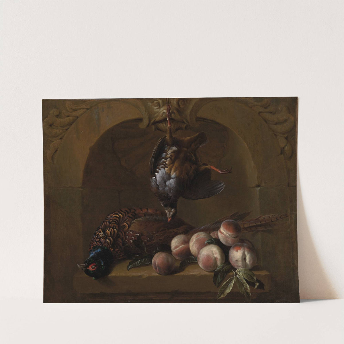 Still life with red-legged partridge, pheasant and peaches (1715) by Alexandre François Desportes
