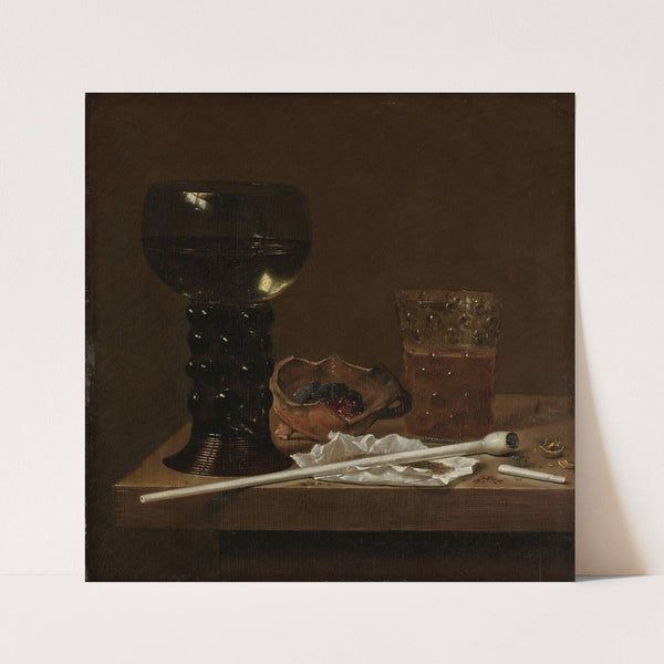 Still Life with Roemer, Beer Glass and a Pipe (1658) by Jan Jansz. van De Velde III