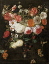 Still Life With Roses, Tulips And Other Flowers In A Vase Together With Blackberries And A Moth