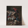 Still Life With Two Parrots, A Guinea Pig, A Basket Of Fruit And Fowl by Jacob van de Kerckhoven