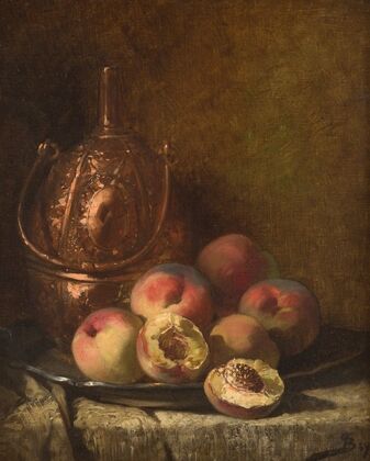Still life with vessel and peaches — size preview
