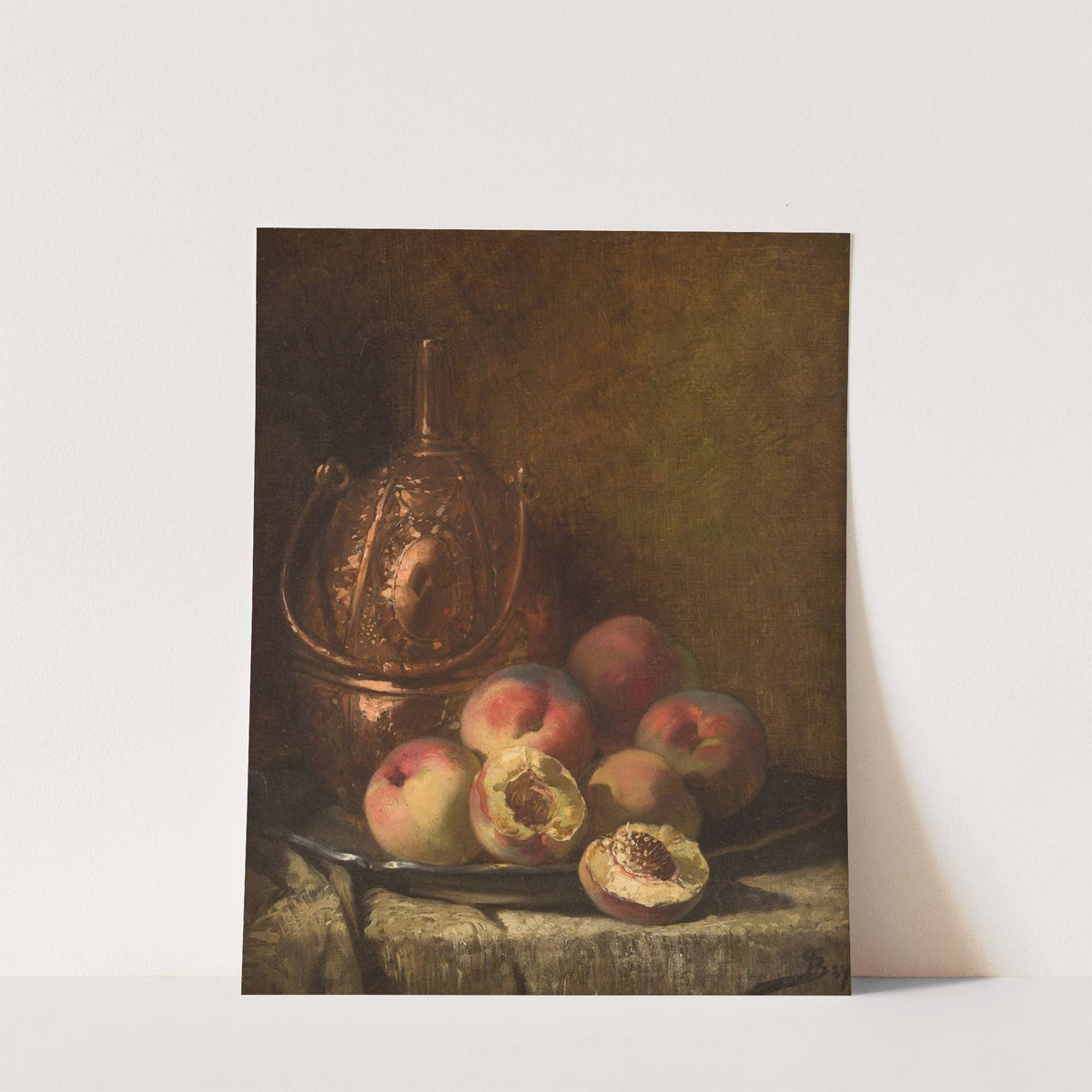 Still life with vessel and peaches by Pierre-Marie Beyle