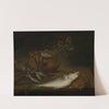 Stilleven met vissen, vogels en een kat by Pieter van Schaeyenborgh