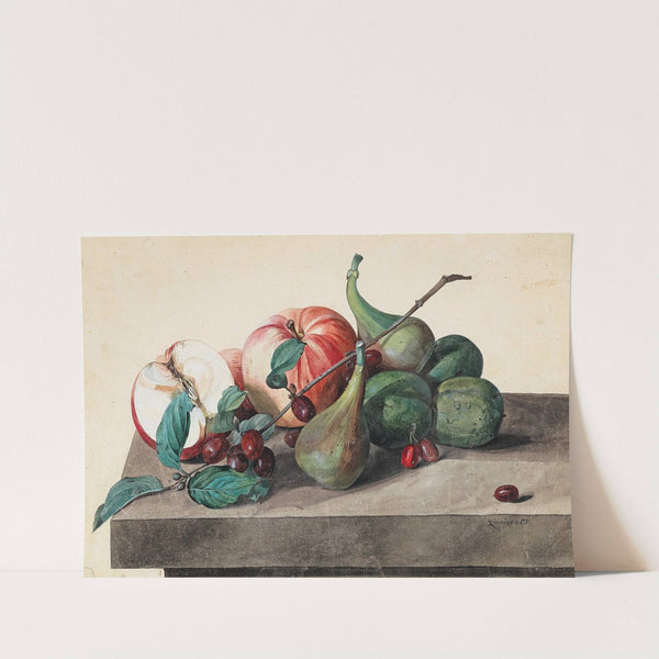 Stillleben mit Äpfeln, Feigen und Cornelkirsche by Leopold Zinnögger
