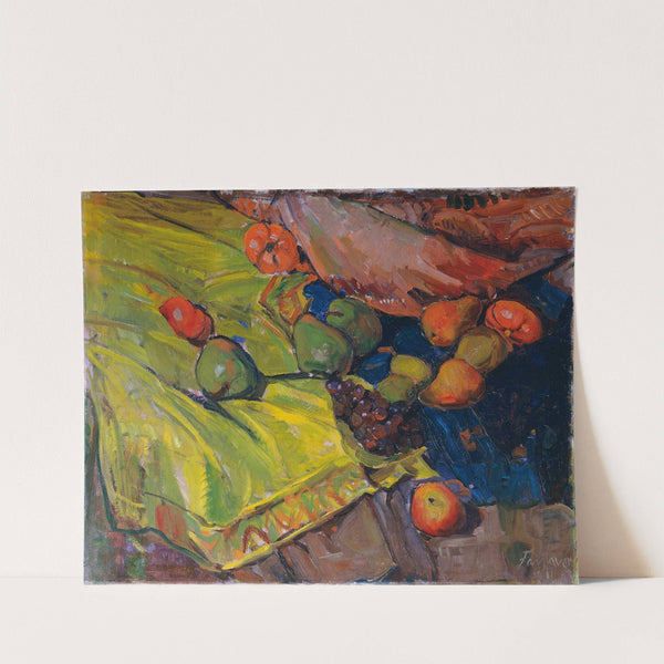 Stillleben Mit Früchten Auf Grünem Tuch by Anton Faistauer