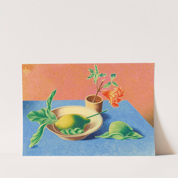 Stillleben mit Granatblüte und Zitronen (1933) by Heinrich Hoerle