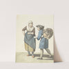 Stoffenverkoper onderhandelend met een vrouw by W. Barthautz