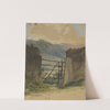 Stone wall and gate, sketch by Edwin Austin Abbey