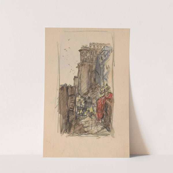 Straat met figuren (1924 - 1925) by Marius Bauer