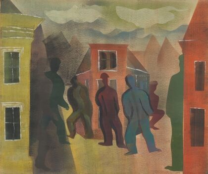 Straatbeeld met figuren