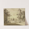 Straßenansicht bei einem Stadttor, rechts eine Windmühle by Paulus Constantijn la Fargue