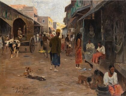 Straßenszene auf Ceylon (Sri Lanka) (1907)
