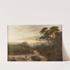 Stream by the pine forest at sunset by Benjamin Williams Leader