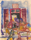 Street scene in front of a shop (1931)