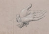 Studie af en venstre hånd, anvendt i helfigursportrættet af Frederik den sjette som Kronprins fra 1786 på Amalienborg