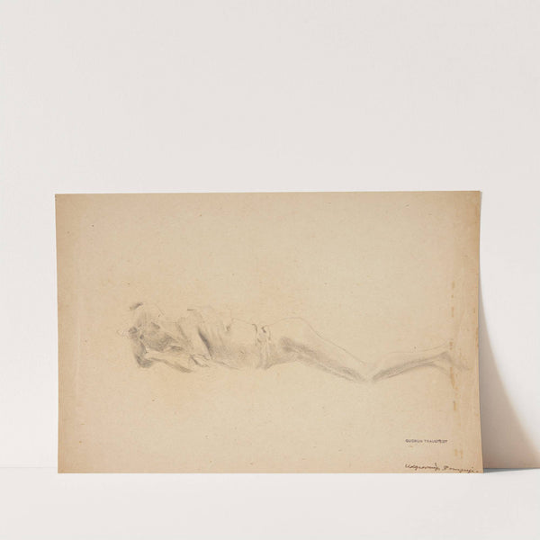 Studie af gipsafstøbning fra Pompeji. Liggende mand by Gudrun Traustedt