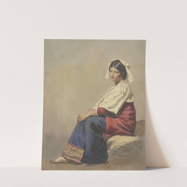 Studie einer jungen sitzenden Italienerin by Johann Heinrich Hasselhorst