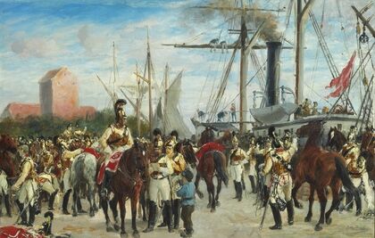 Studie til Hestgarden indskibes i Korsør 1848