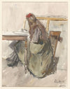 Studie van een meisje, zittend aan een tafel