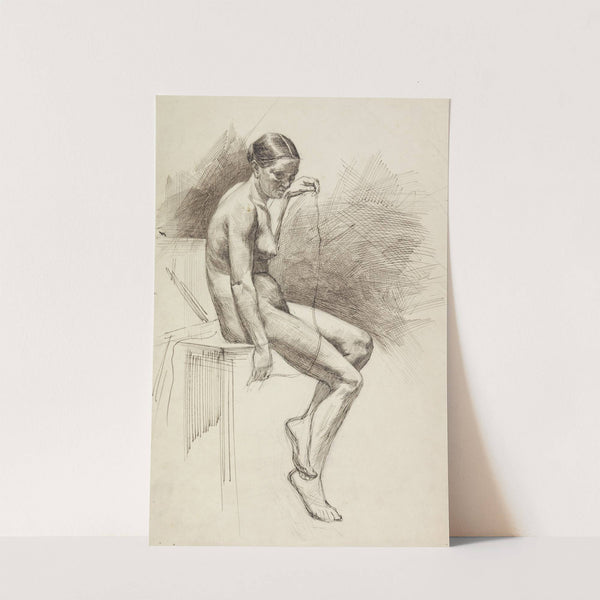 Studie van zittend vrouwelijk naakt by Jan Veth