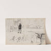 Studieblad, onder andere met een man in zeventiende-eeuws kostuum (1880) by Marius Bauer