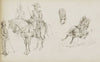 Studieblad, onder andere met militairen te paard