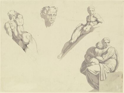 Studien aus der Sixtinische Kapelle des Michelangelo nach Kupferstichen gezeichnet