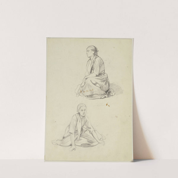 Studienblatt; Auf der Erde sitzende Frau by Jakob Becker